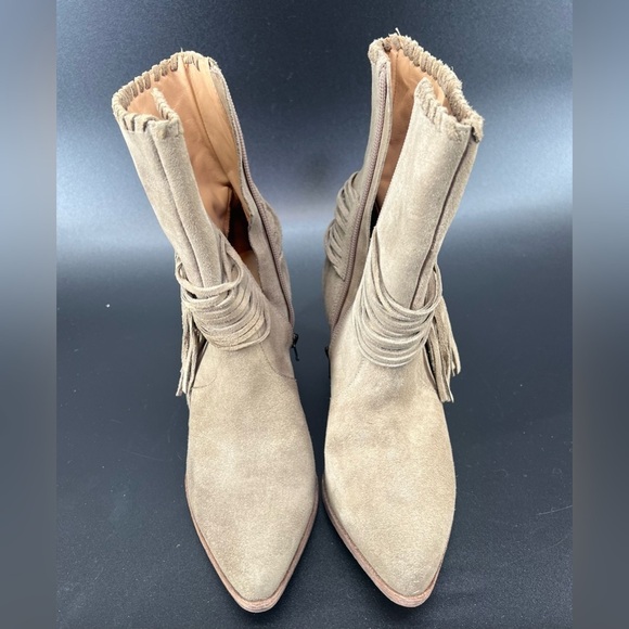 Chocolat Blu Azzo taupe suede ankle boots tassels inside zip calf hair 39, 8.5 - Picture 3 of 9